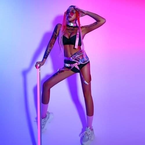 Women Pole Dance Clothing Sexy Bikini Sets Nightclub Bar Ds Dj Stage Costumes Jazz Performance Festival Rave Clothes DQS7067