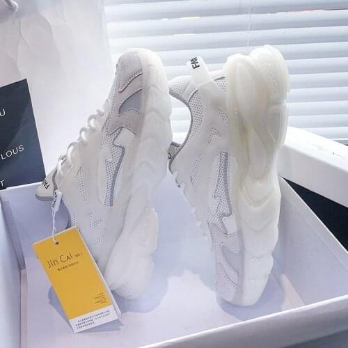 Llogai 2021 Spring Breathable Sneakers Women White Shoes Casual Ladies Shoes Black Platform Sneakers for Women Vulcanize Shoes