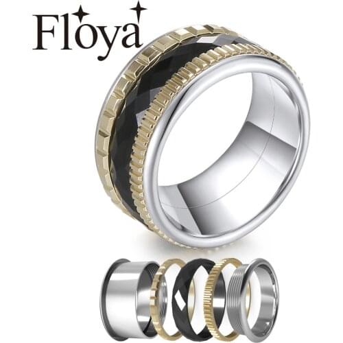 Floya Gold Ring Women Stainless Steel Wedding Rings Interchangeable Arctic Symphony Collection Ring Bague Original Design