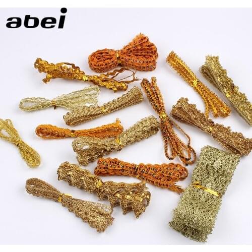 1yard/style, 5-20mm wide, Random Mix 10yards Gold Lace Ribbon Set For Cosplay Stage performance Clothing Garment Accessories