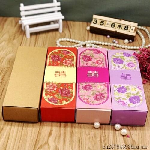 100pcs Flower Pattern Candy Boxes Double Happiness Gift Boxes Chinese Asian Style Cases Wedding Favor Box Party Gift