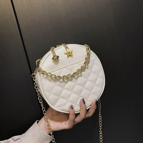 2021 Design Fashion Women Round Bag Leather Womens Circular Crossbody Shoulder Messenger Bags Ladies Purse Female Bolsa Handbag