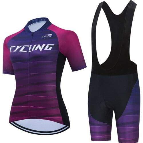 2021 teleyi Pro Team Cycling Jersey Set Women Summer Bike Clothes MTB Ropa Ciclismo Bicycle Uniforme Maillot Quick Dry Pink Pad