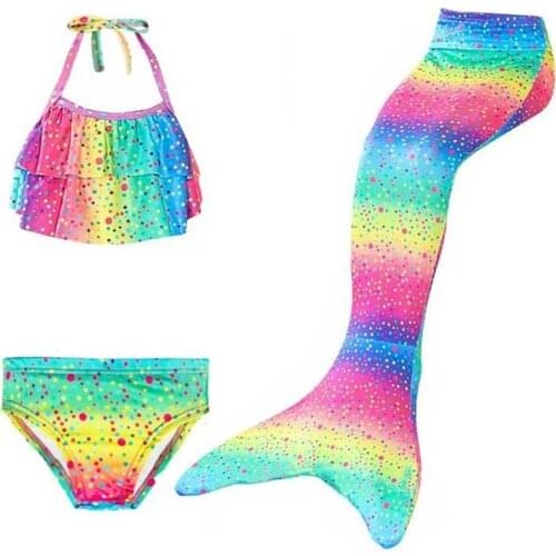 3PCS/Set The Little Mermaid Tail Costume Children Mermaid Tail Cosplay Kids Girl Fancy Swimsuit Halloween Costume No Flipper