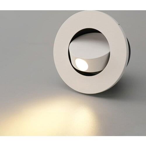 3W CREE LED Bedside Wall Lamp Fixture Step Light Hidden Switch Circle Hallway