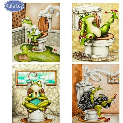 5d crystal Diamond Painting"cartoon Toilet frog"Full square/round drill HandCrafts Rhinestone Embroidery Mosaic kit,bathroom art
