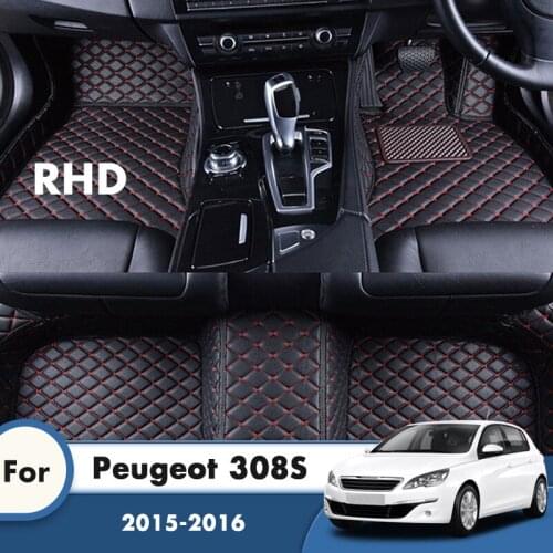 RHD Car Floor Mats For Peugeot 308S 2016 2015 Waterproof Carpet Custom Auto Styling Foot Pads Car Interior Accessories Cover Rug