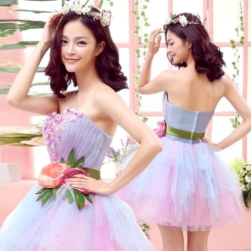 Free shipping fairy lovely lolita flower waist tutu dress/lolita/ short ball gown dress