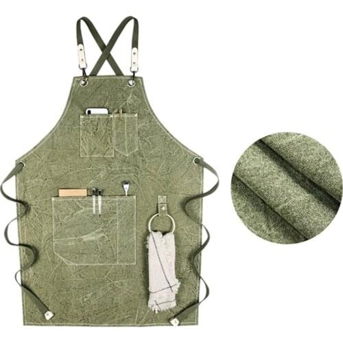 Canvas Apron Crossback Cotton Strap Barista Bartender Pastry Waitstaff Uniform Florist Barber Hairdresser Painter Work Wear E31