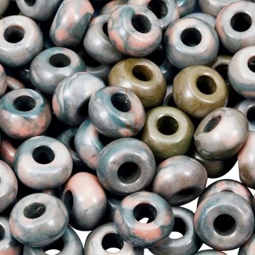 TUMBEELLUWA 1Lot (20Pc) Zebra Stone Large Hole Rondelle Loose Beads Fit European Charms Bracelet,Jewelry Makings