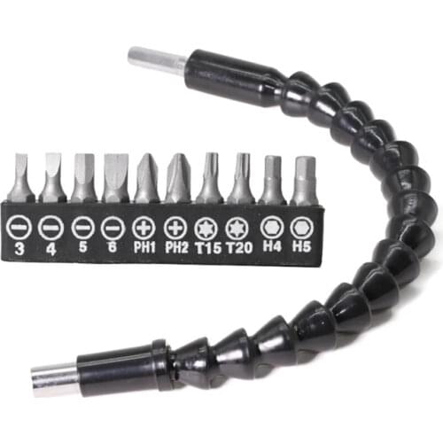 295mm Flexible Shaft Extension Screwdriver Drill Bit Holder Connect Link 1/4" Hex Shank For Electronic Drill