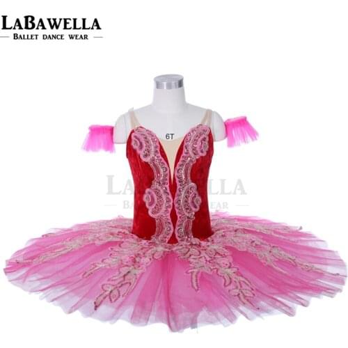Rose red La Esmeralda Nutcracker Ballet Tutu Kids Women Professional Tutu Stage Costume Pancake JY023B
