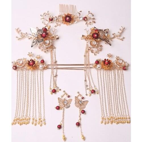 Antiquity Hanfu Step shake cheongsam Hair Stick Hairpin Kanzashi Tuck Comb Hair Accessories Long Tassel hairpin Hair Accessories