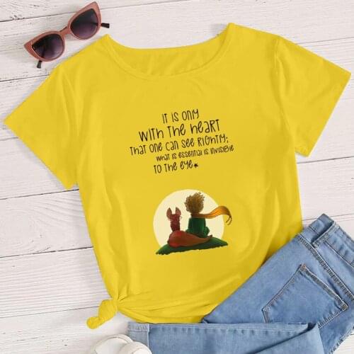 Little Prince Printed Short Sleeve Top Tees El Principito Principito Fashion Beautiful Europe Fashionc Style T-Shirt Clothing