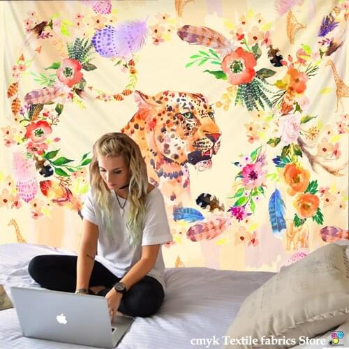 Tiger tapestry flower tapestry Wall Hanging Room Sky Carpet Dorm Tapestries Art Home Decoration Accessories