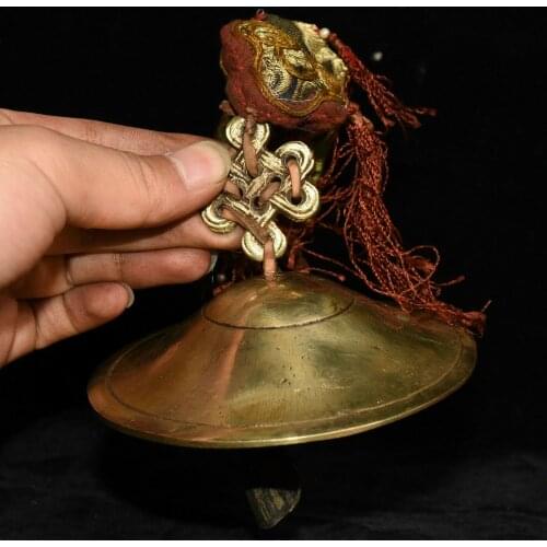 Wedding decoration Collect Tibet Buddhism Copper Brass silk Scripture Exorcism Bell zhong Statue
