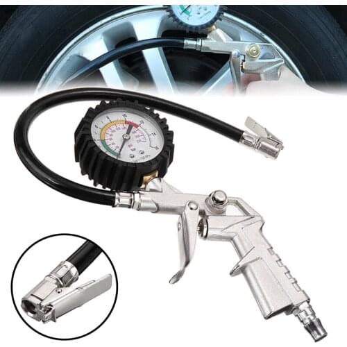 Mayitr 1pc 220psi Car Auto Tyre Inflator Also Deflator Pump PSI BAR Air Hose With Air Pressure Gauge