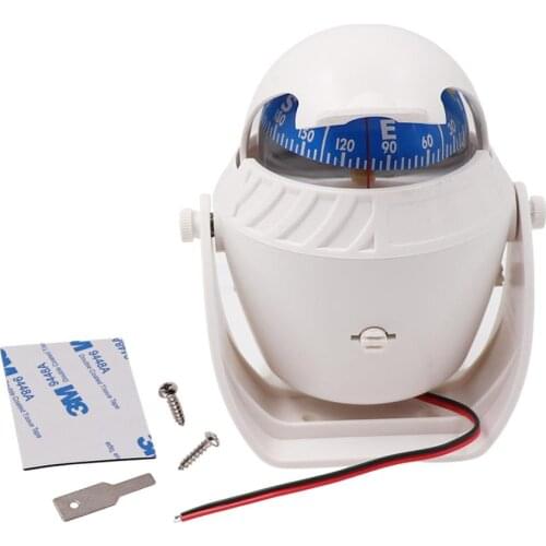 Sea Marine Compass Car Boat Compass for Boat Caravan Truck Boat Accessory Black White Waterproof Pivoting Compass