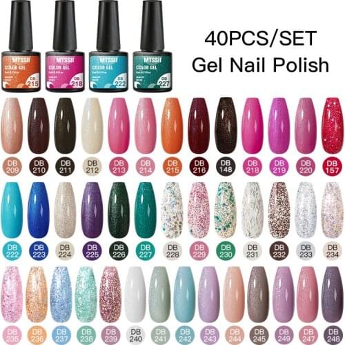Mtssii 60Pcs/set Gel Nail Polish Set Color Gel UV Led Glitter Varnish Nail Art Design Soak Off Whole Set Nail Gel Learner Kit