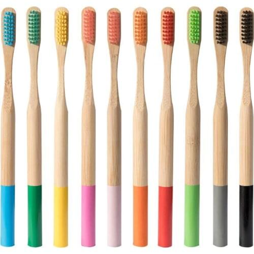 10PCS Eco-Friendly Natural Bamboo Toothbrushes Set with Soft Bristles for Oral Teeth cleaning Care Tools Random Colors Behogar