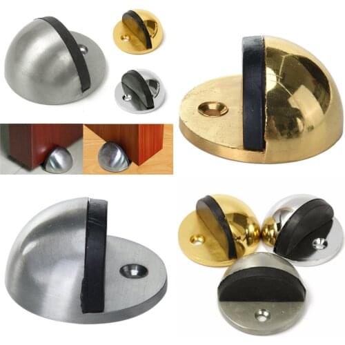 1PCS 43mm APS Dia Casting Floor-mounted Door Stops Zinc alloy Satin Chrome Half Moon Door Stopper Wood Door Holder