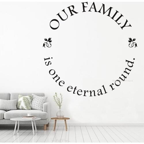 Our Family is one eternal round Quote Wall Sticker Home decor Bedroom Living Room record Photo Frame background decals DG188