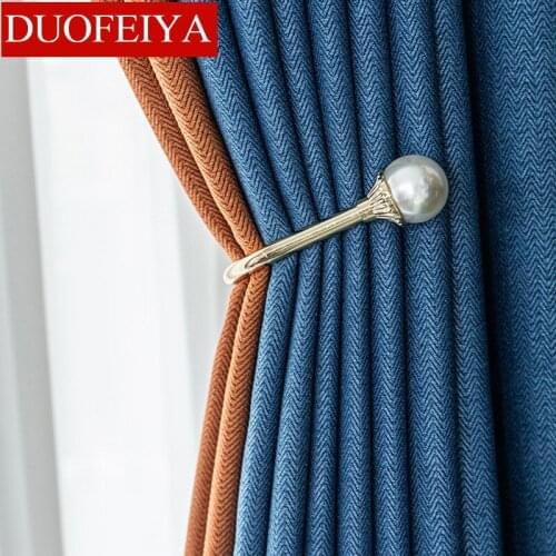 Nordic Jacquard Linen Curtains High Blackout Stitching Herringbone Pattern Linen for Living Room Bedroom Curtains Tulle Custom