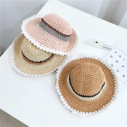 New summer shade lace straw hat female bow sun hat beach sun cap princess hat
