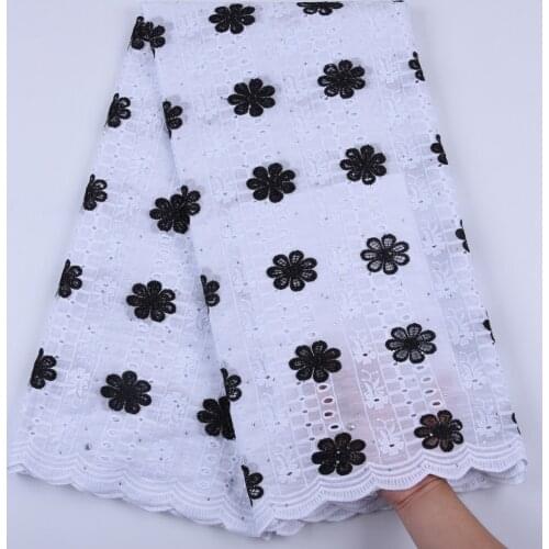 Latest Swiss 100% Cotton Lace Fabric Black Small Flowers Swiss Voile Lace In Switzerland For Nigerian Every Dress Party F1678
