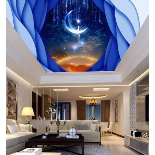 Wallpaper For Walls 3 D Custom 3D Wallpaper For Ceiling Star Moon Wall papers Home Decor Sky Ceiling Wallpaper