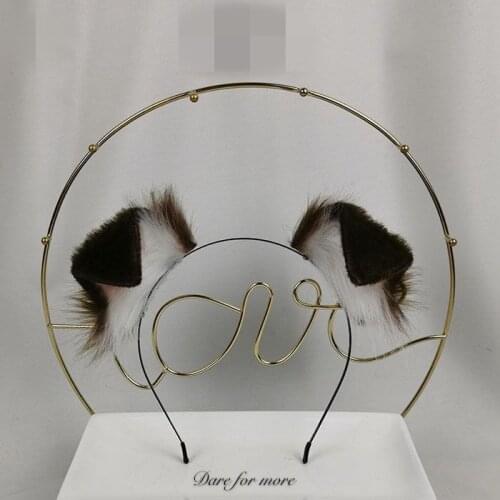 New Handmade Work Dark Brown Dog Ears Fold Style Hairhoop Hairbands Headband Headwear Cosplay Costume Accessories High Quality