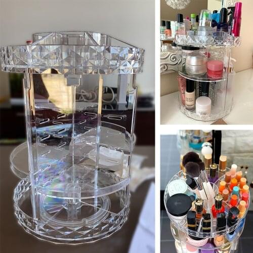 Makeup Organizer Detachable Transparent Acrylic 360 Degree Rotation Large Capacity Cosmetic Storage Box