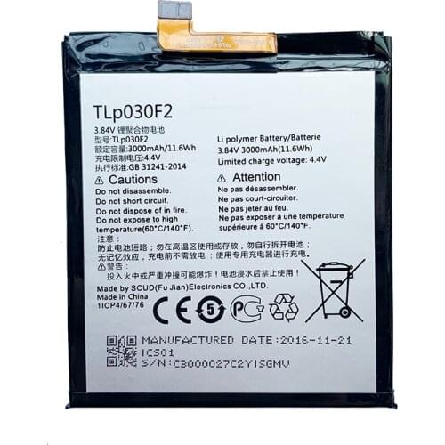 Original 3000mAh TLP030F2 Battery For TCL Alcatel One Touch Idol 4S OT-6070 6070K Cell Phone For BlackBerry DTEK60 BBA100-1