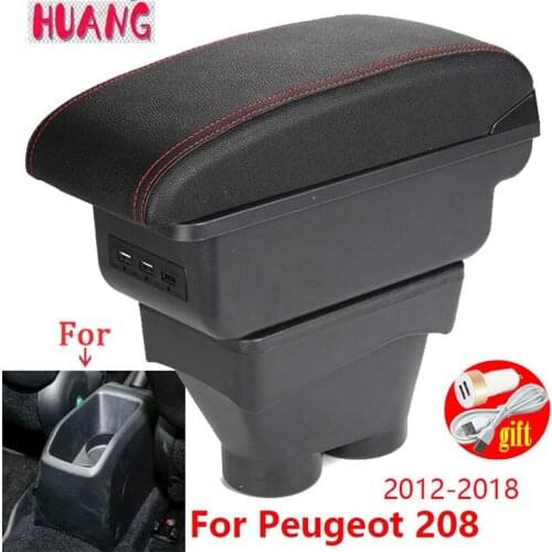 For Peugeot 208 Armrest Box 2012-2018 Storage box Car Holder Ashtray Interior accessories Retrofit parts USB 2017 2016 2015