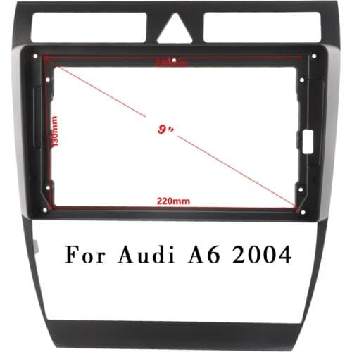 Double Din Black ABS Trim Fascia Frame For Audi A6 2004 Refit 9 inch Car Android Radio Navigation DVD Dashboard