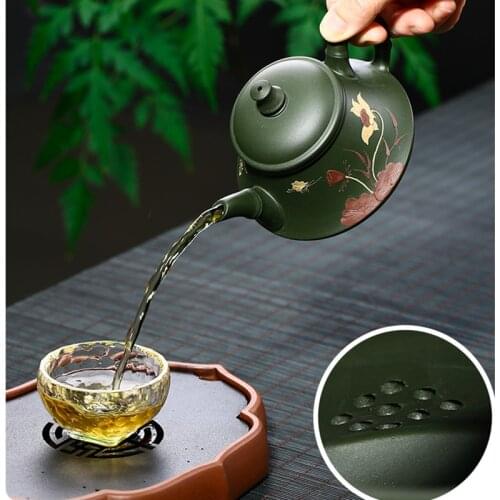 Handpainted Lotus Yixing Teapot Handmade Authentic Purple Clay Mud Creative Drinkware Seng Gift Box