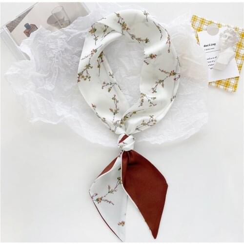 Luna&Dolphin Women Narrow Long Skinny Scarf 96x6cm Flower Printed Two Side Chiffon Silky Tie Ribbon Headbands Choker Streamer