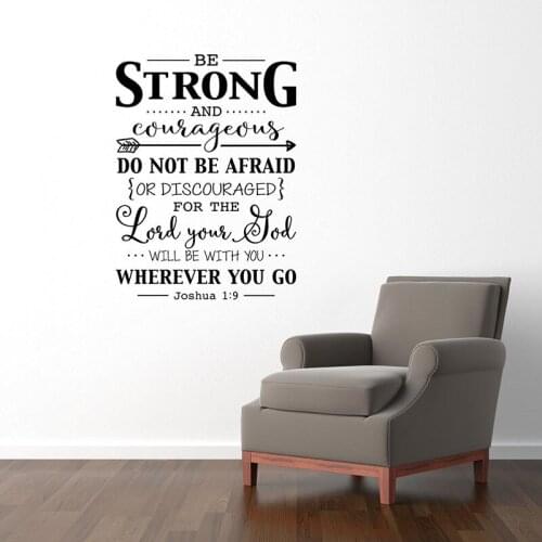 Be Strong And Courageous Wall Sticker Bible Verse Christian Joshua 1:9 Wall Decal Home Decor Living Room Bedroom Art Murals
