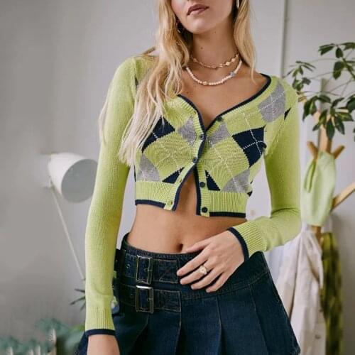 Casual Knitted Sweater Coat Women Vintage Long Sleeve Cropped Cardigan Jumper Autumn Winter Coat Fashion Soft Pullover Outfit