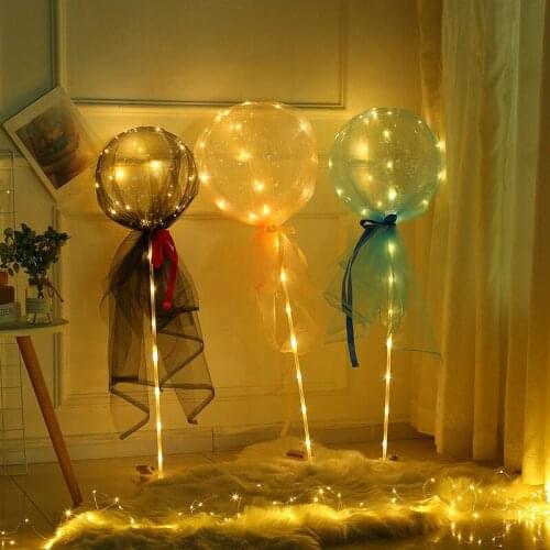 Balloon Rose Bouquet LED Luminous Transparent Bobo Ball Rose Valentines Day Gift Birthday Party Wedding Decoration Balloons