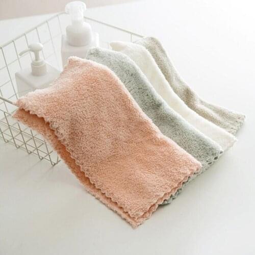 2020 Newly Natural Soft Comfortable Absorbent Face Towel 29x29cm Coral Velvet Wash Towel Household Bathroom Household Supplies