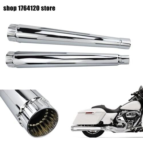 Megaphone Slip-On Mufflers Exhaust Pipes Chrome Exhaust Pipes For Harley Touring Models Road King Electra Glide 2017-2020