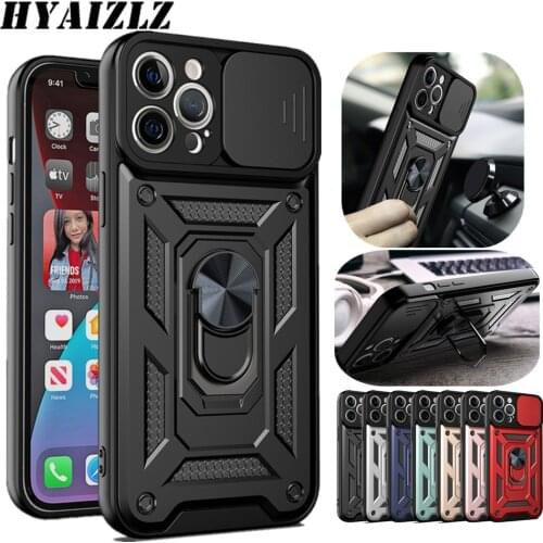 Armor Push Window Phone Case for iPhone 12 11 Pro Max XR XS SE 2020 7 8 Plus Funda Shockproof Bumper Magnetic Bracket Back Cover