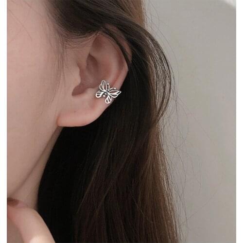 925 Sterling Silver Butterfly Ear Clip On Earrings for Women Retro Thai Silver Earring Jewelry Gifts S-E1346