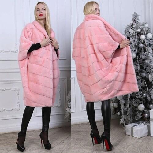 TOPFUR Real Fur Coat Women Winter Coat Women Plus Size Pink Coat With Lapel Collar Genuine Leather Jacket Mink Fur Coat Outwear