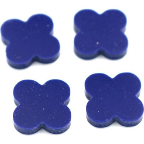 100Pcs Blue Synthetic Turquoise Stone Four Leaf Clover Cabochon Double Side Flat 8 10 12mm Undrilled for DIY Bracelet Handcraft