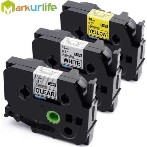 3-Pack 18mm 0.7 Inch Laminated Labeling Tape Assorted Pack TZe-141 TZe-241 TZe-641 Equivalent to Brother P-Touch TZe Tape