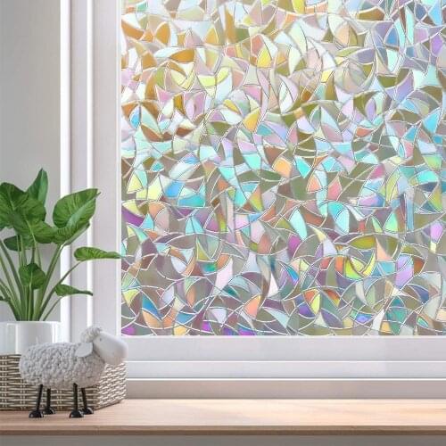 3D Privacy Decorative Glass Sticker Rainbow Effect Sticker Adhesive Vinyl Film on Removable Windows Heat Transfer Stickers