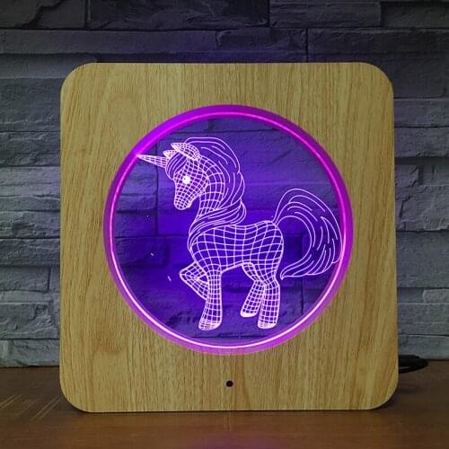 Pony Unicorn 3D LED Plastic Night Light DIY Customized Lamp Table Lamp Kids Colors Gift Home Decor DropShipping 2366