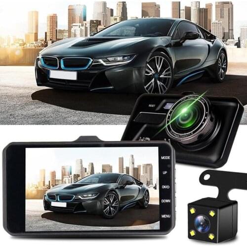 4 Inch IPS Touch Screen Dash Cam 1080P Car DVR Dual Lens Car Camera Dashcam Wide Angle Video Recorder Rear Camera Night Vision